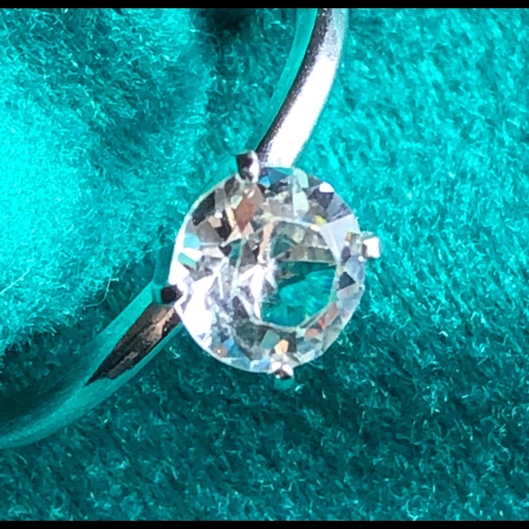 Vintage Uncas Vanderbilt Silver Tone round simulated diamond CZ Solitaire SZ 10 - Picture 6 of 14